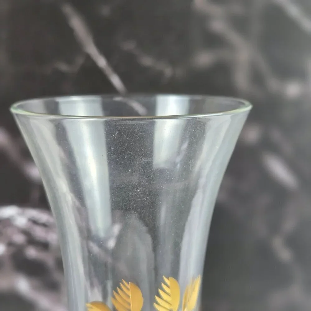 Vintage Ransgil Crystal Bud Vase Gold Gilt Rose on Front 1940's-1950's MCM